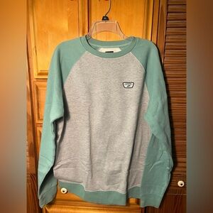 Vans Gray and Green Crewneck Sweater with Ribbed Trim